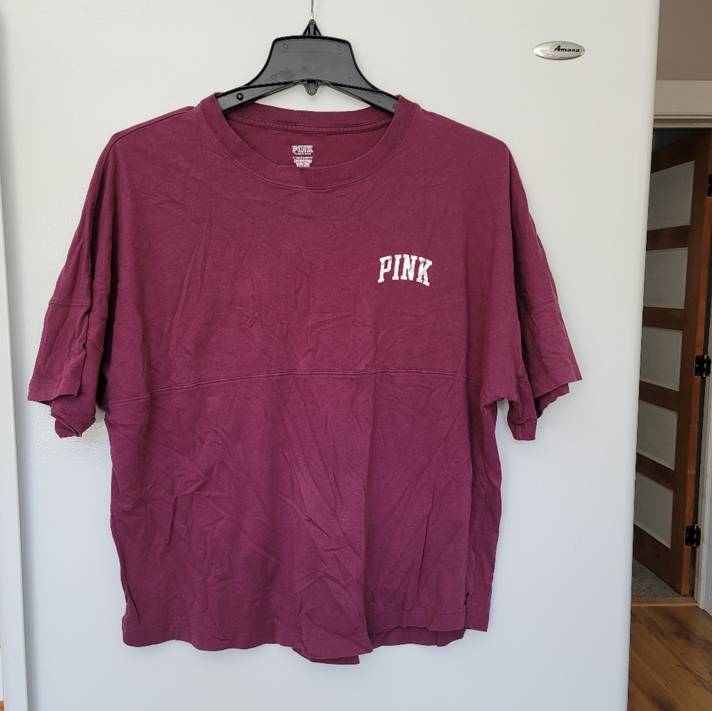 Victoria secret tshirt, it is a maroon color